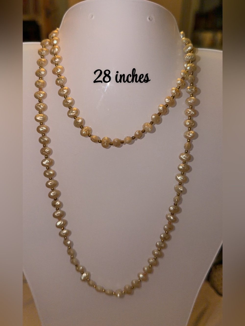 Classic Faux Pearl Necklace - Cream Pearl 28-Inch